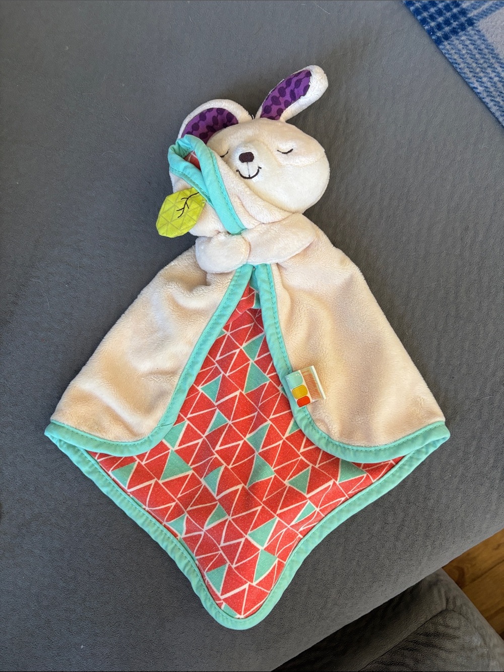 Plush Bunny Lovey in Cream, Coral & Mint - Soft Comfort Companion